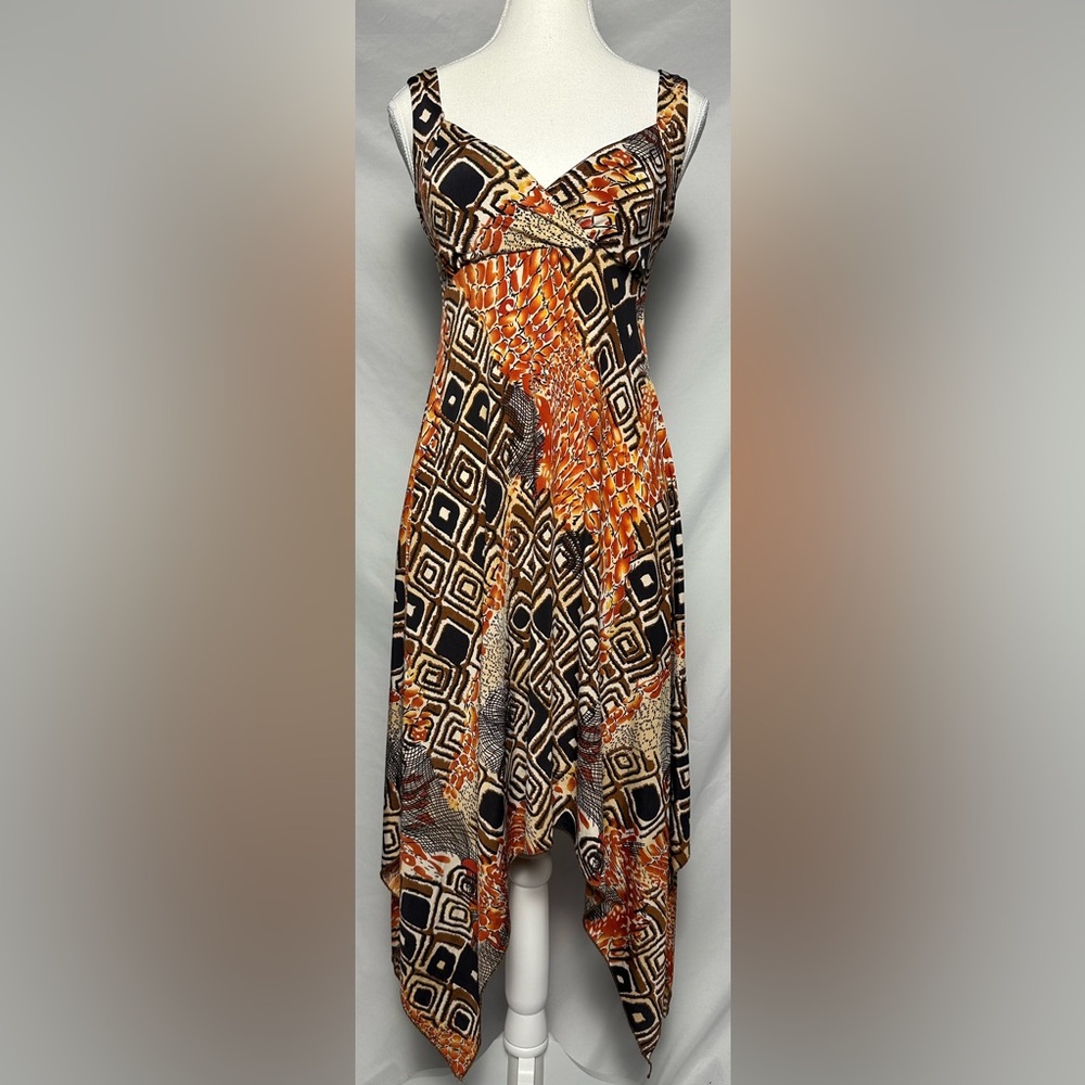 SUZY SHIER Y2K Mixed Print Napkin Hem Feminine Boho Bratz‎ Dress Size XS